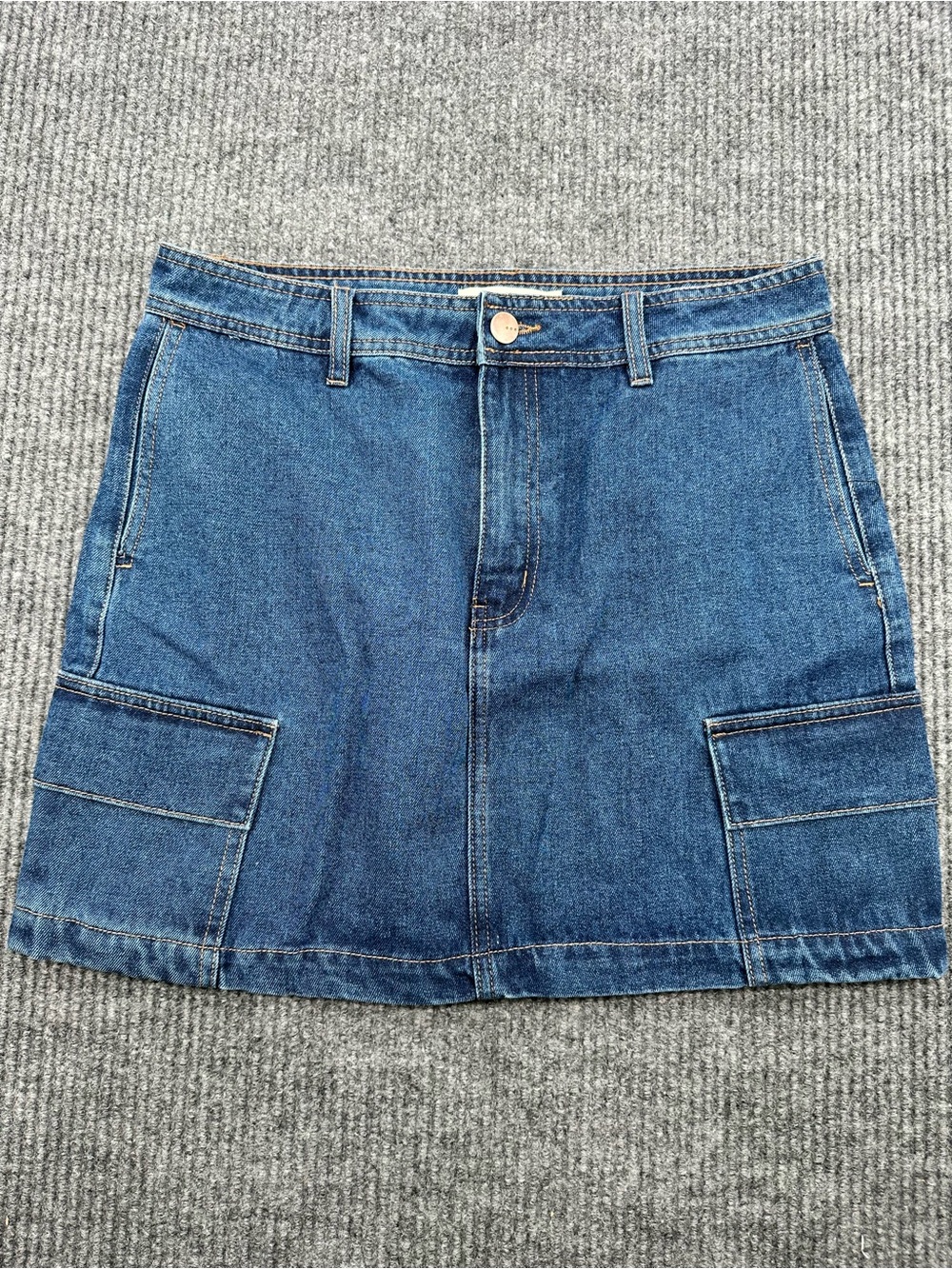 Denim Cargo Mini Skirt - Blue